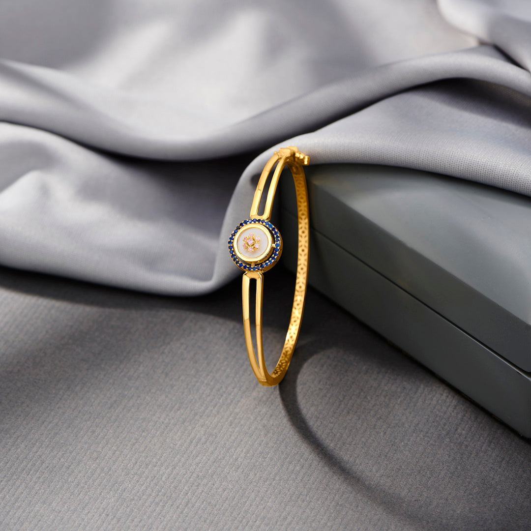 Satin Halo Gold Oval Bracelet for Women