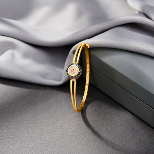 Satin Halo Gold Oval Bracelet for Women