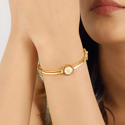 Satin Halo Gold Oval Bracelet for Women