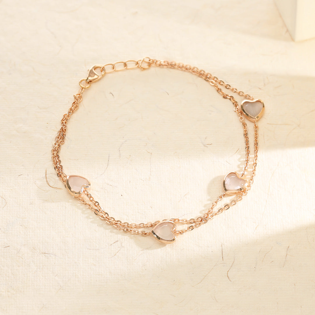 Sweetheart Link Gold Flexible Bracelet for Women