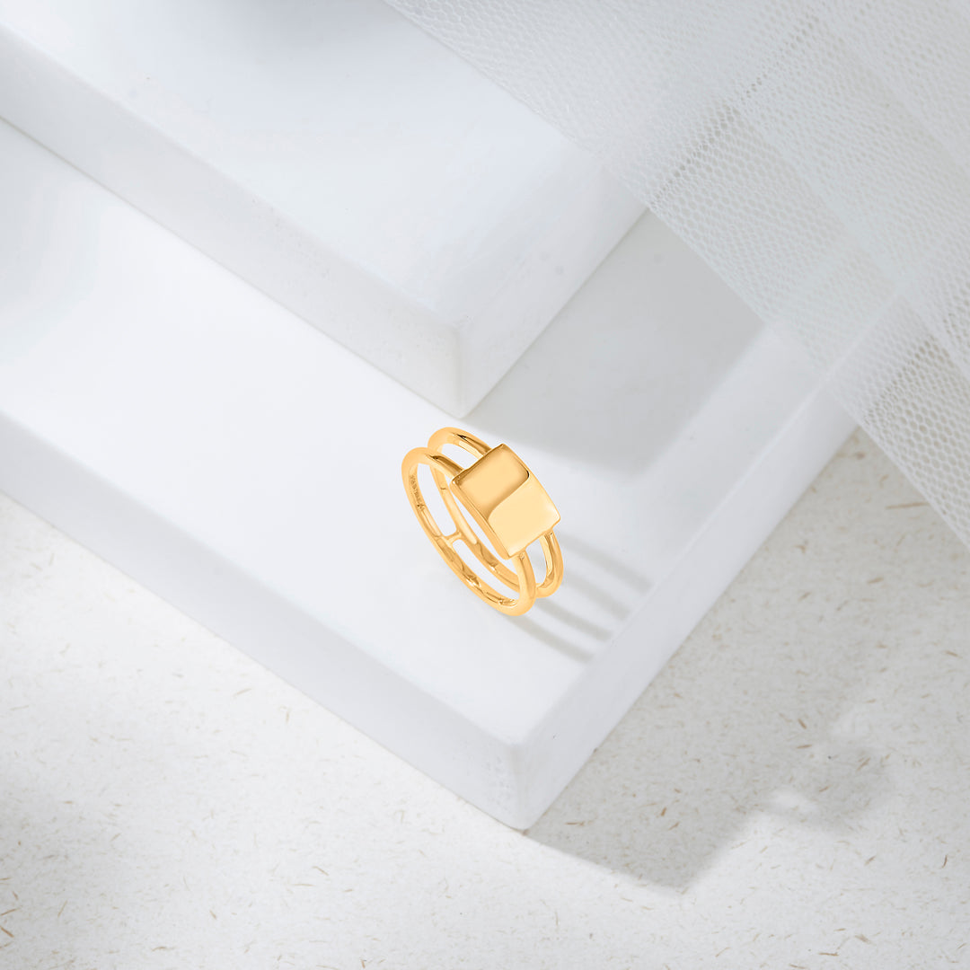 Cube Luxe Gold Fashion Ring for Women