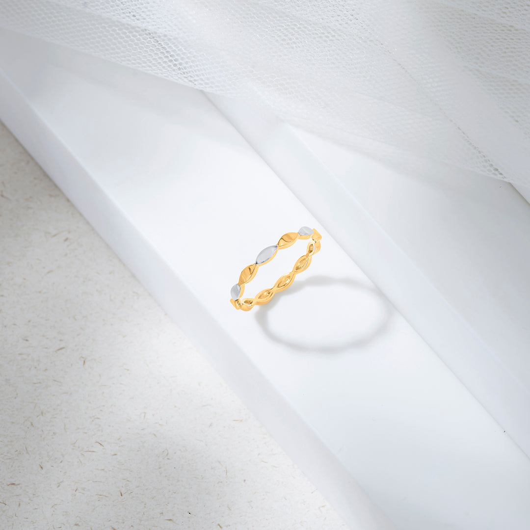 Two Tone Beads Gold Fashion Ring for Women