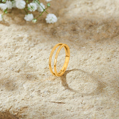 Twin Lines Gold Fashion Ring for Women