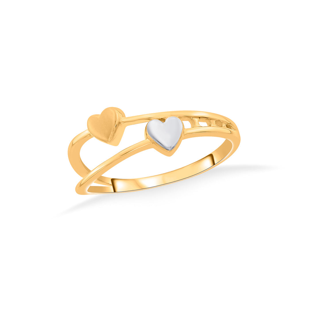 Twin Hearts Gold Heart Ring for Women