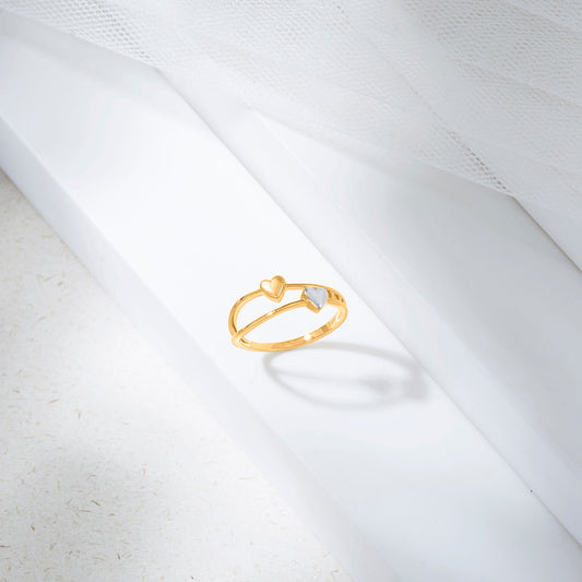Twin Hearts Gold Heart Ring for Women