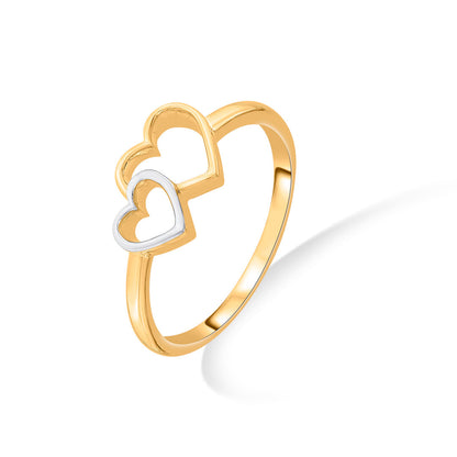 Double Love Gold Heart Ring for Women