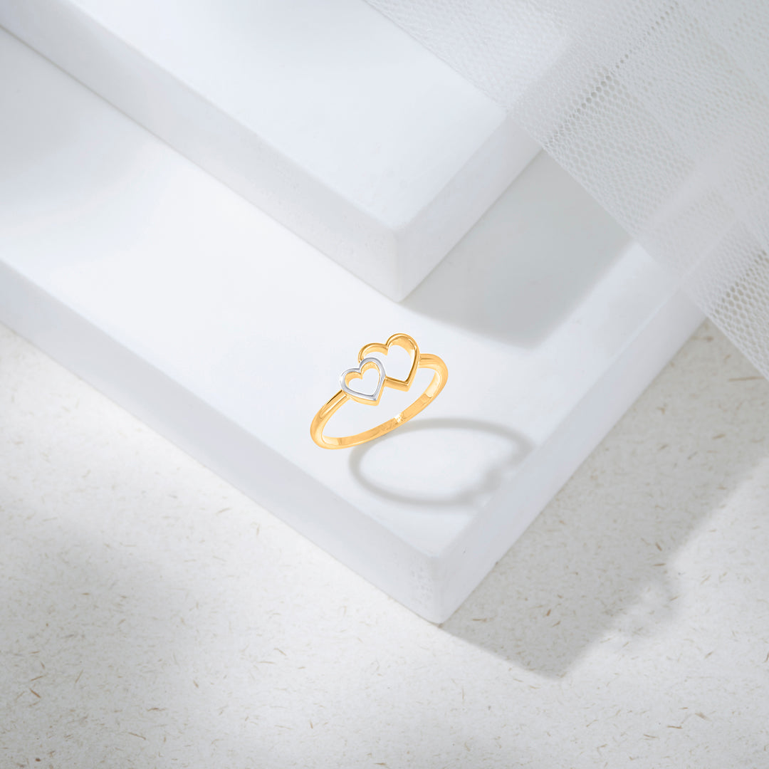 Double Love Gold Heart Ring for Women