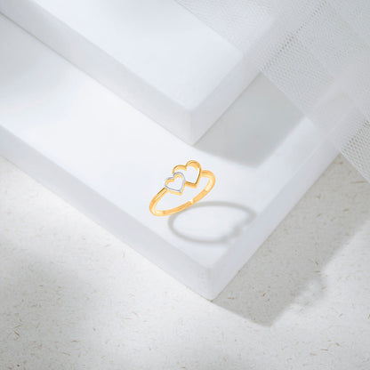 Double Love Gold Heart Ring for Women
