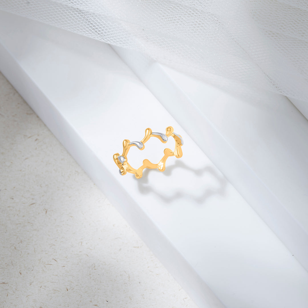 Crown Ripple Gold Fashion Ring for Women