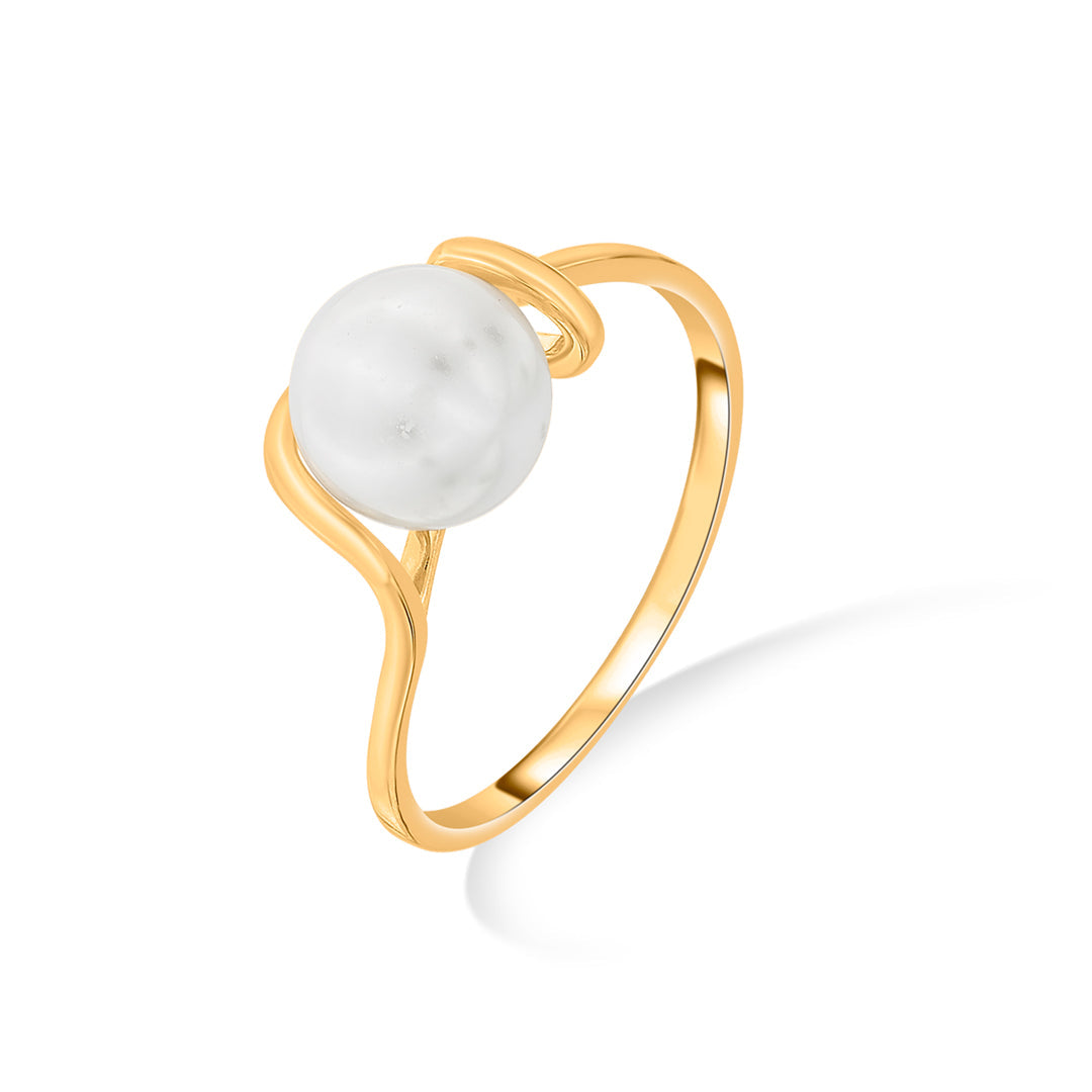 Sea Mist Gold Pearl Ring for Women