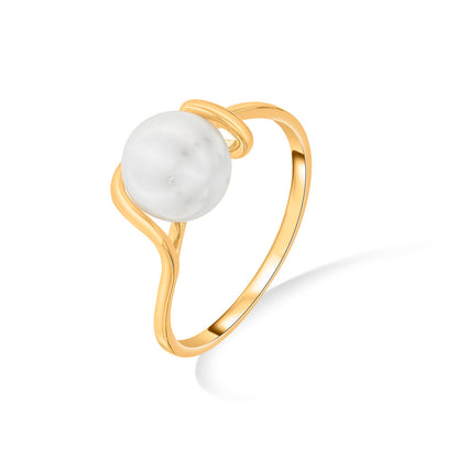 Sea Mist Gold Pearl Ring for Women