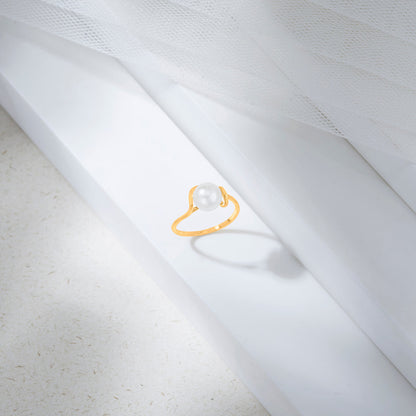 Sea Mist Gold Pearl Ring for Women