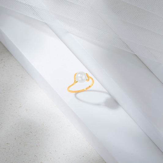 Sea Mist Gold Pearl Ring for Women