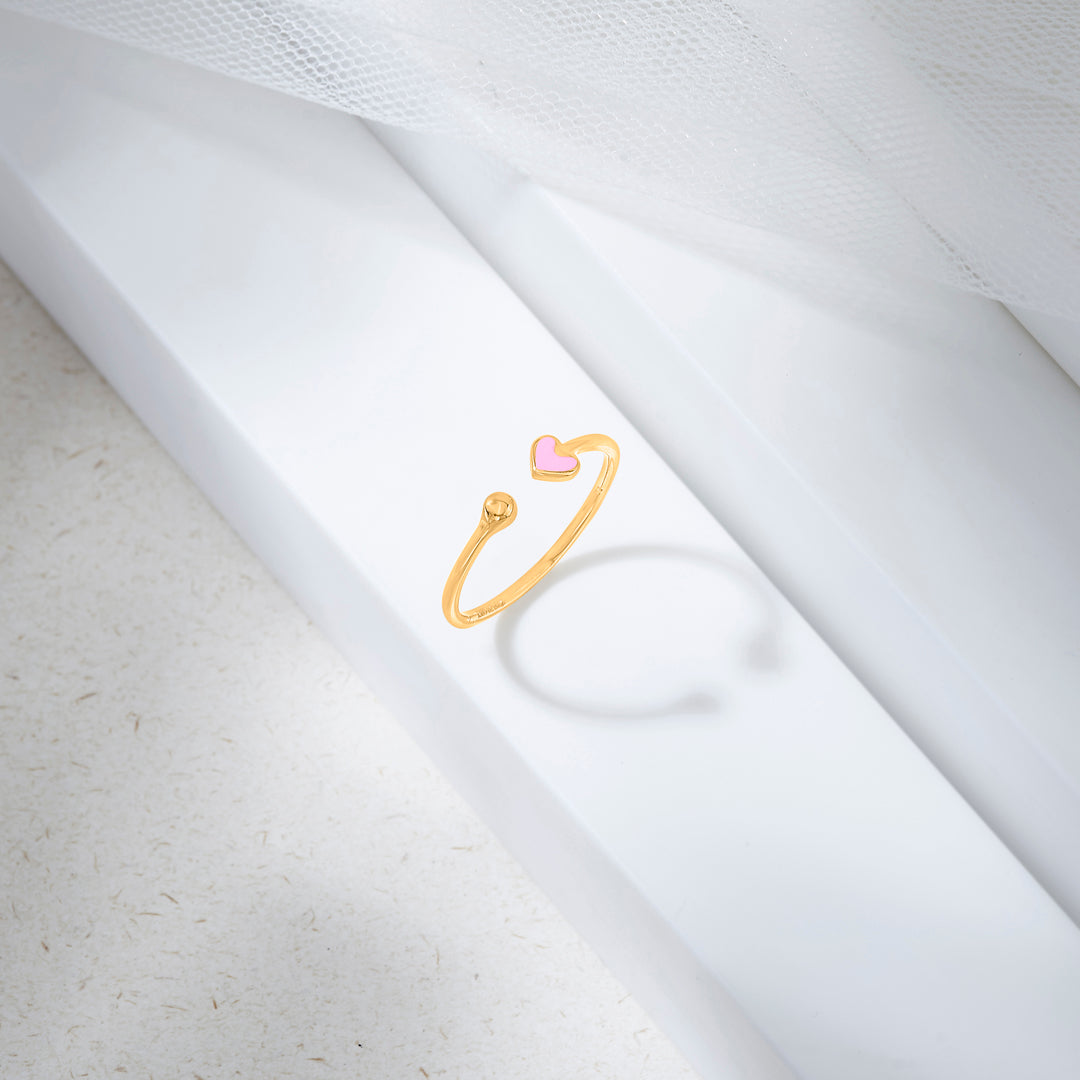 Cupid Kiss Gold Heart Ring for Women