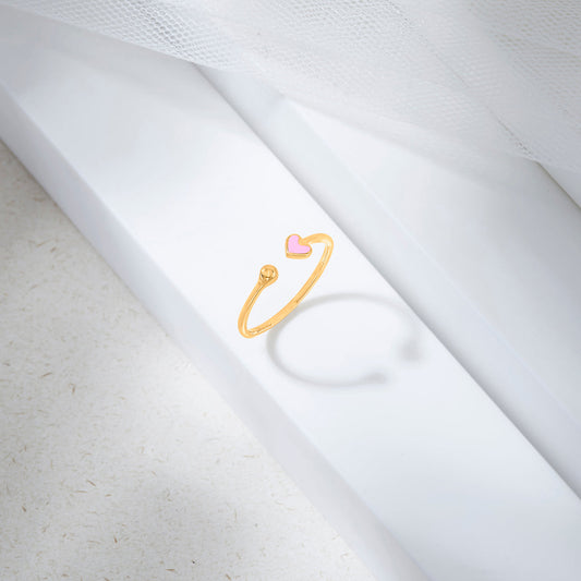 Cupid Kiss Gold Heart Ring for Women