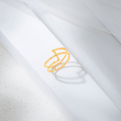Urban Grid Gold Fashion Ring for Women