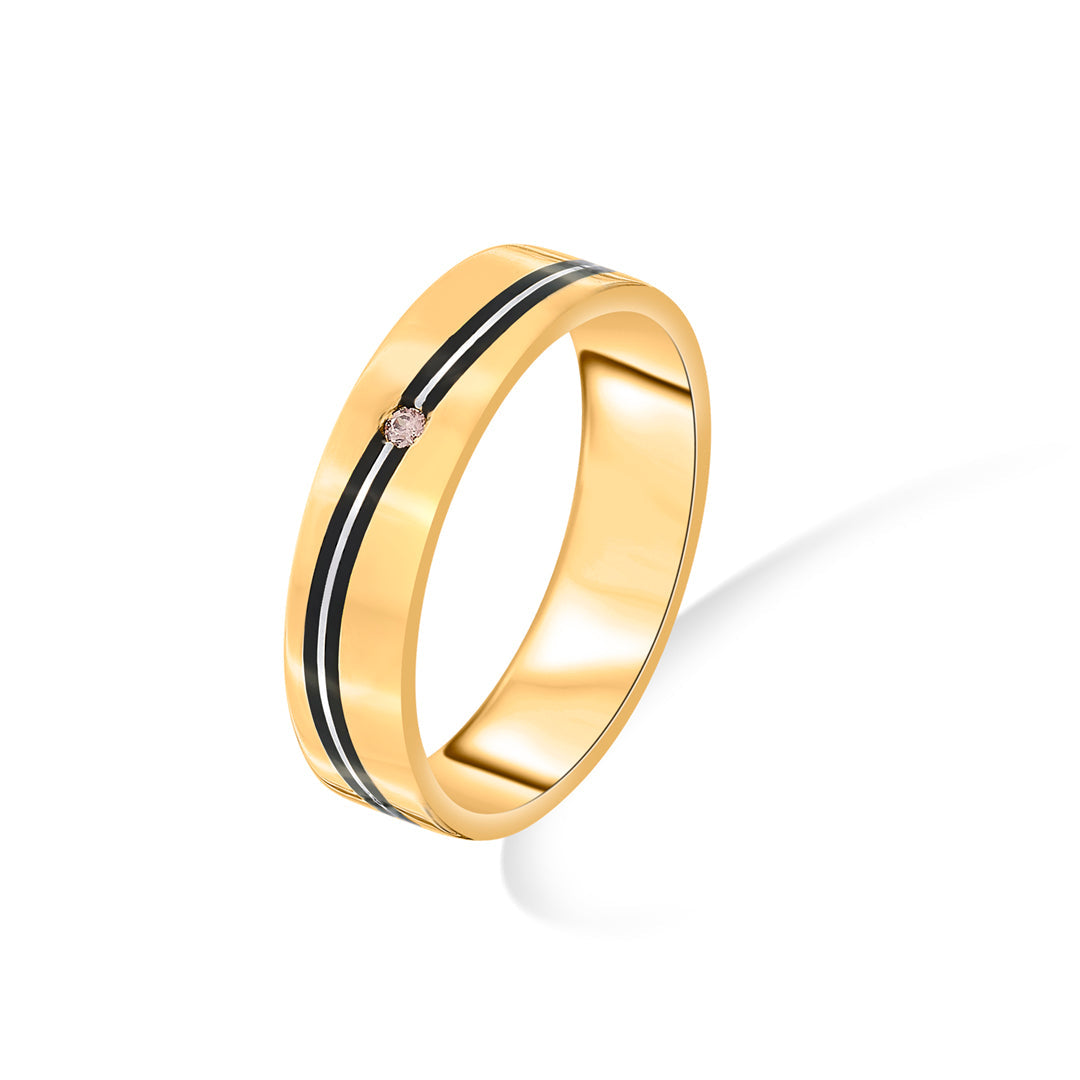 Midnight Line Gold Band Ring for Women