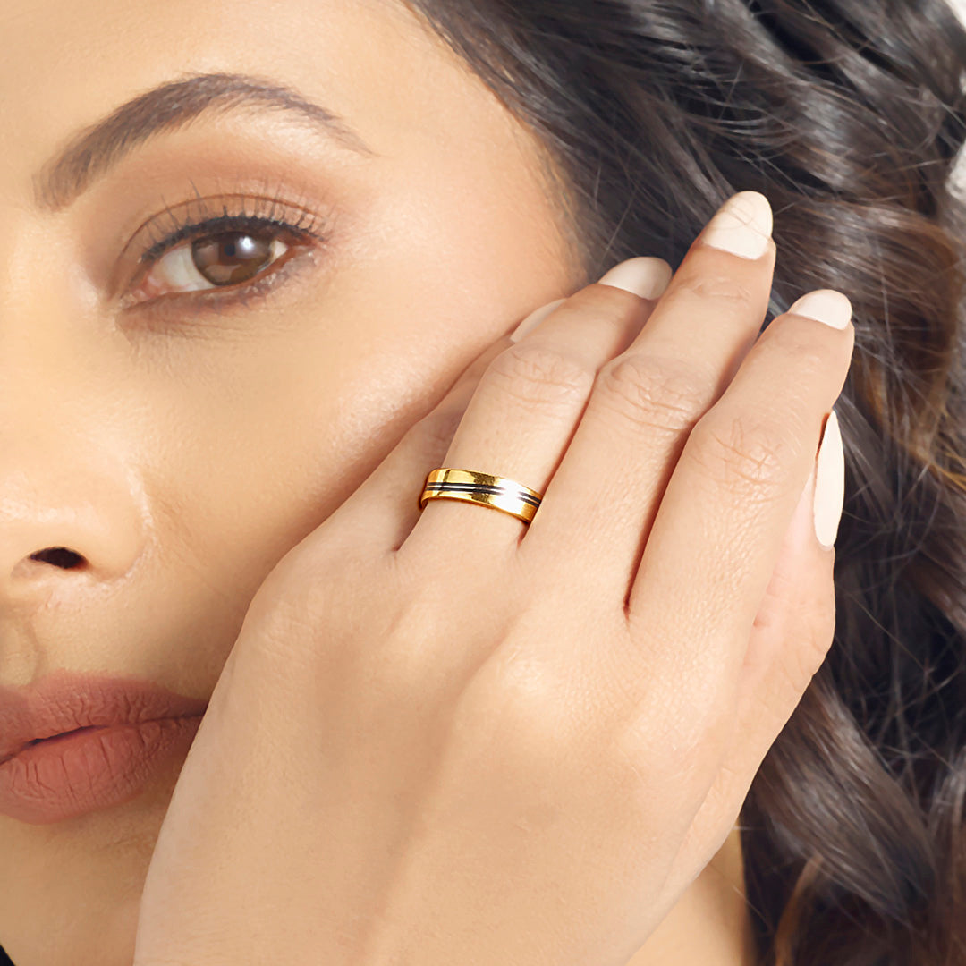 Midnight Line Gold Band Ring for Women