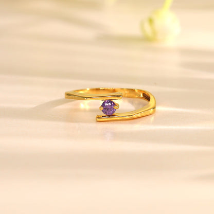 Violet Halo Gold Casual Ring for Women