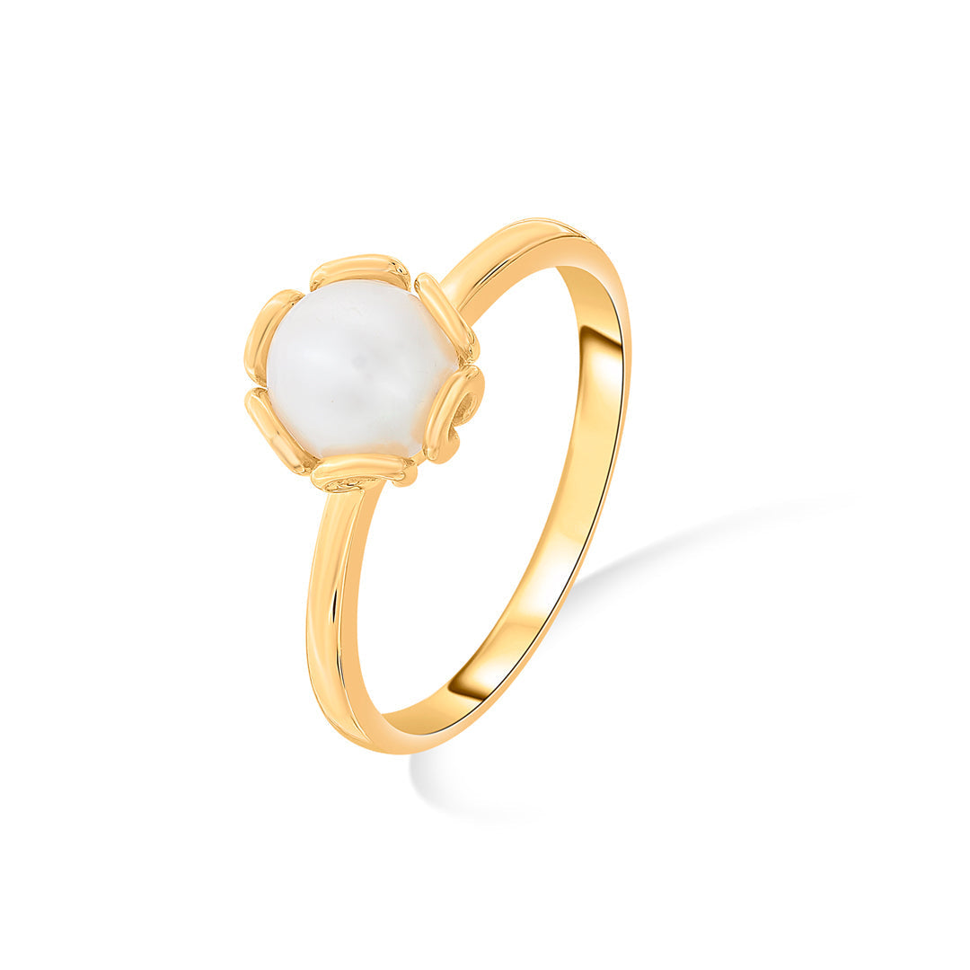 Daisy Bloom Gold Pearl Ring for Women