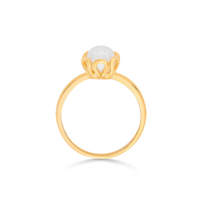 Daisy Bloom Gold Pearl Ring for Women