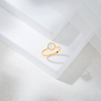 Daisy Bloom Gold Pearl Ring for Women