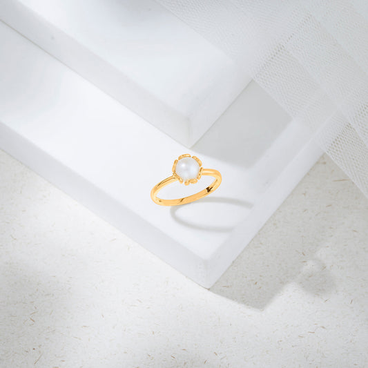 Daisy Bloom Gold Pearl Ring for Women