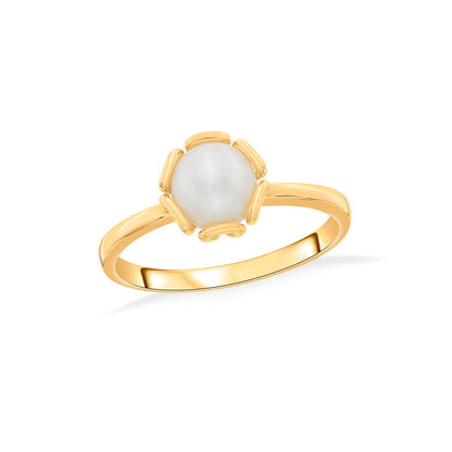 Daisy Bloom Gold Pearl Ring for Women