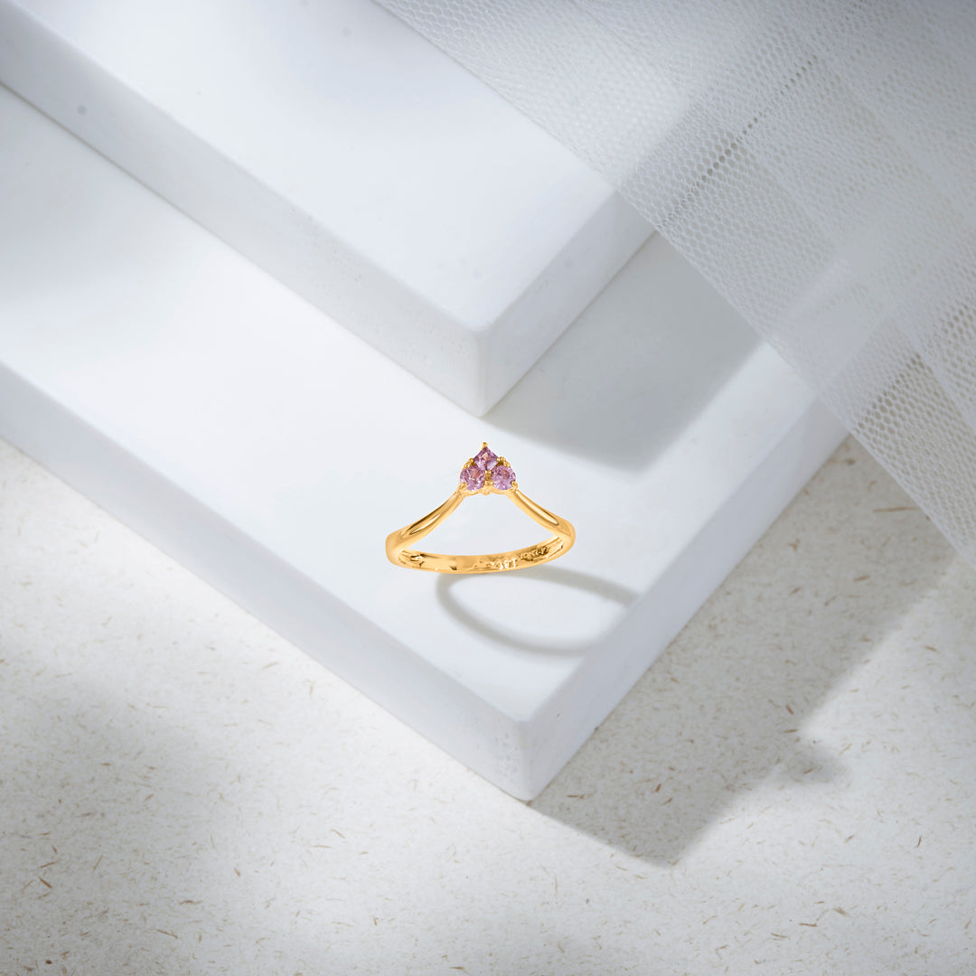Rosé Heart Gold Heart Ring for Women