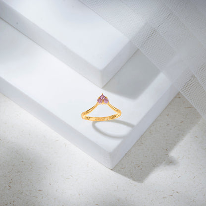 Rosé Heart Gold Heart Ring for Women