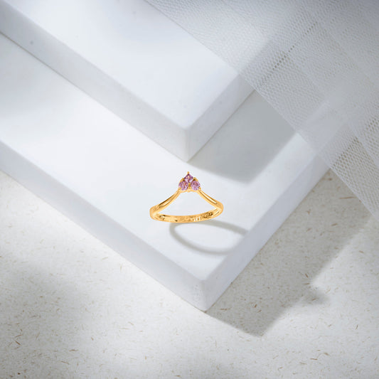 Rosé Heart Gold Heart Ring for Women