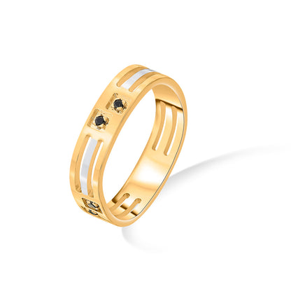 Midnight Spark Gold Band Ring for Women