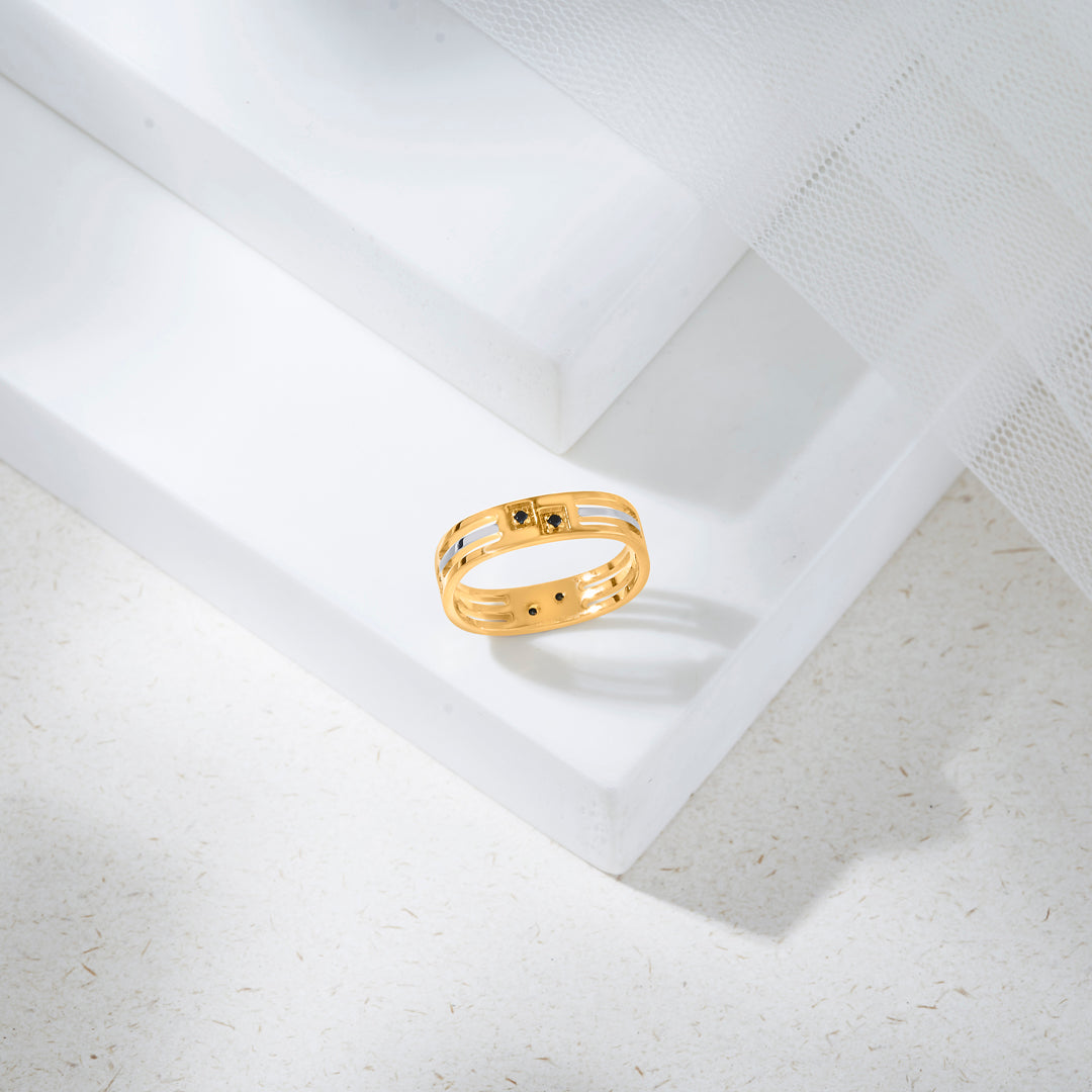 Midnight Spark Gold Band Ring for Women