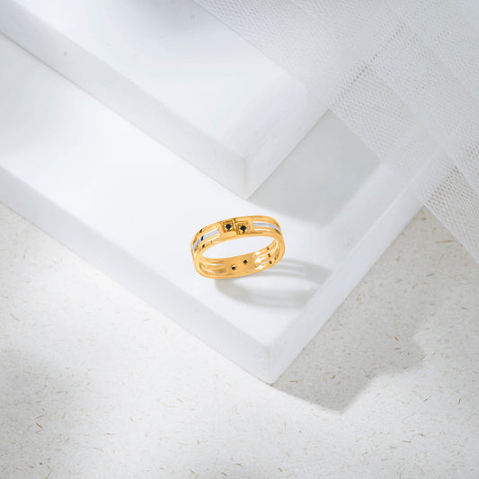 Midnight Spark Gold Band Ring for Women