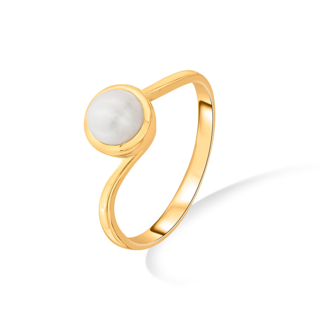 Coastal Whisper Gold Pearl Ring for Women