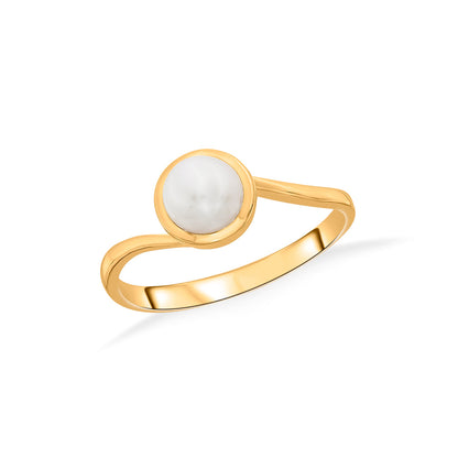 Coastal Whisper Gold Pearl Ring for Women