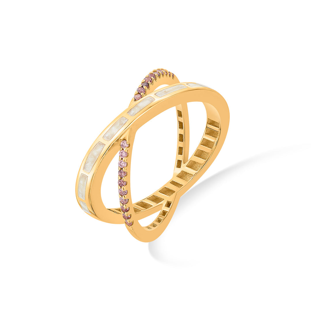 Cross Charm Gold Fashion Ring for Women