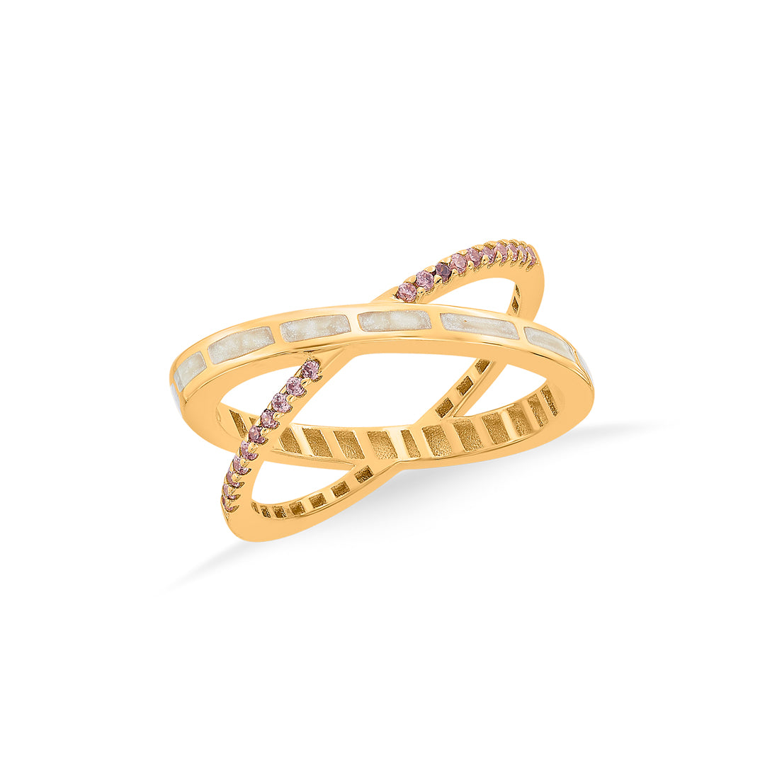 Cross Charm Gold Fashion Ring for Women