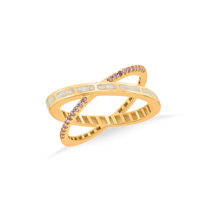 Cross Charm Gold Fashion Ring for Women
