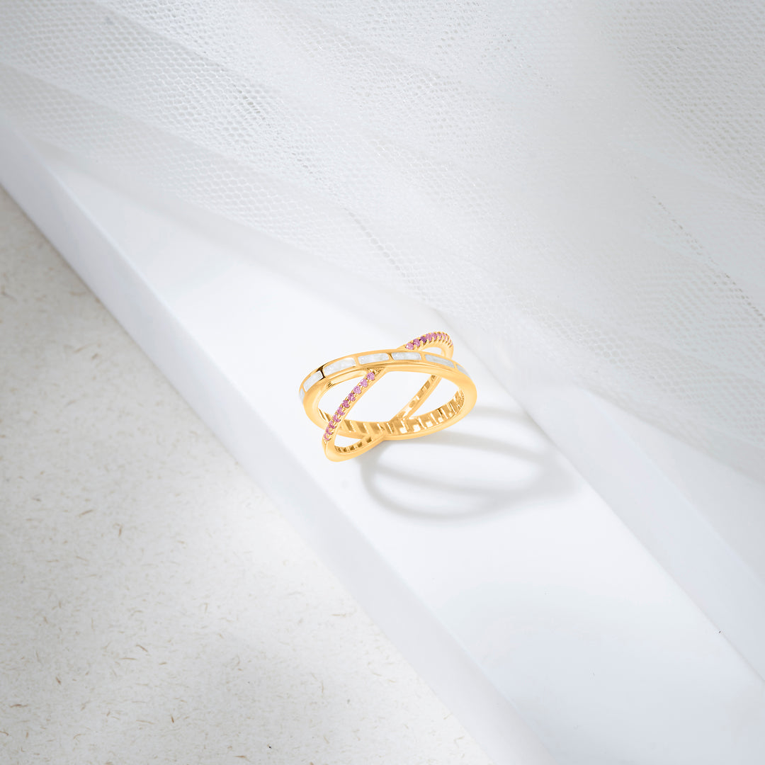 Cross Charm Gold Fashion Ring for Women