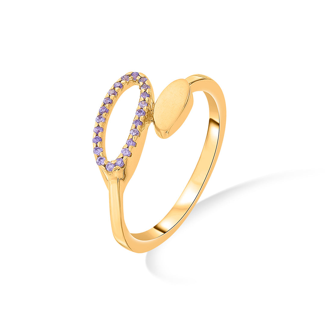 Violet Leaf Gold Fashion Ring for Women