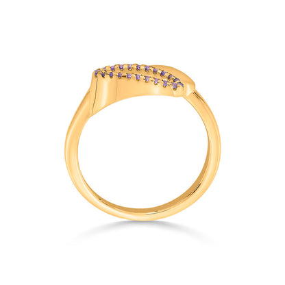 Violet Leaf Gold Fashion Ring for Women