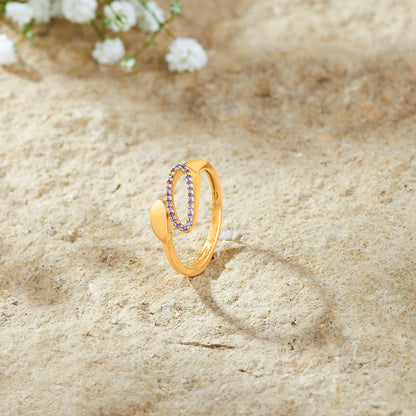 Violet Leaf Gold Fashion Ring for Women