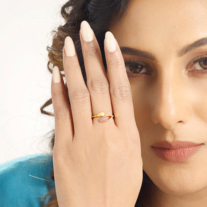Violet Leaf Gold Fashion Ring for Women