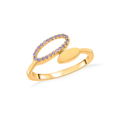 Violet Leaf Gold Fashion Ring for Women
