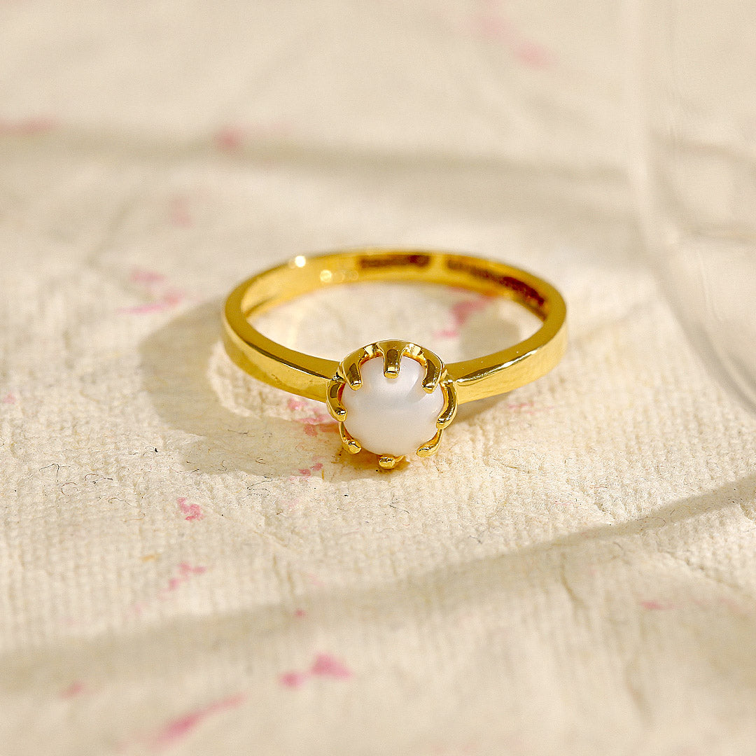 Pearl Gleam Gold Pearl Ring for Women