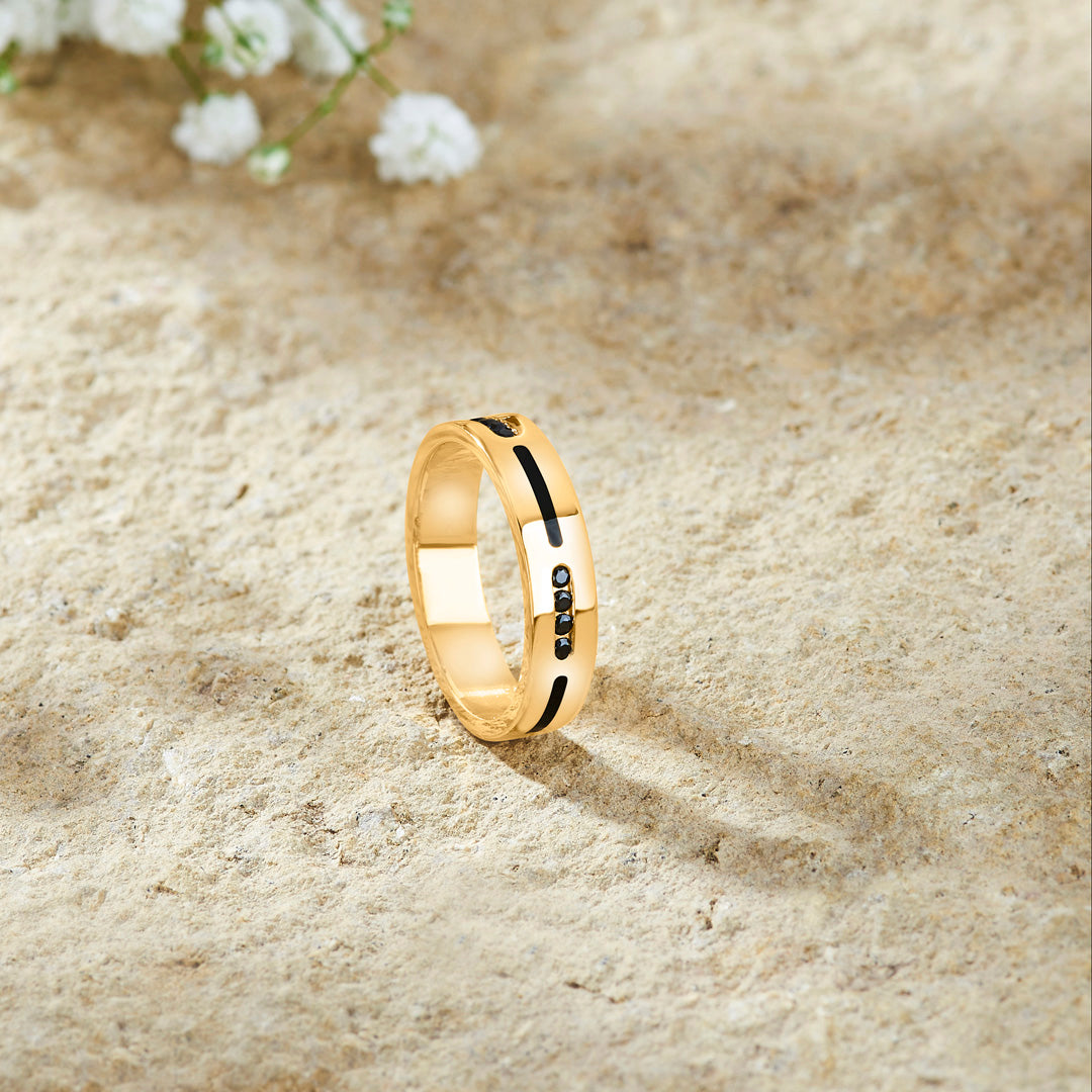 Noir Line Gold Band Ring for Women