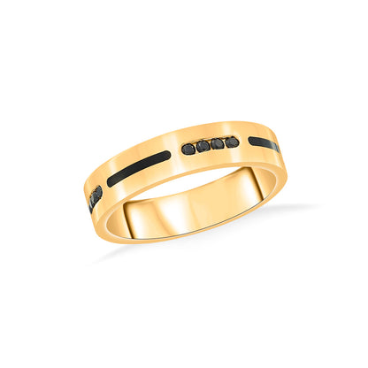 Noir Line Gold Band Ring for Women