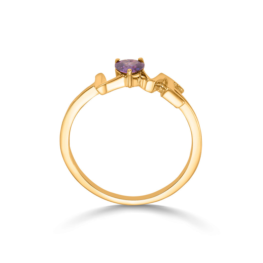Berry Heart Gold Fashion Ring for Women