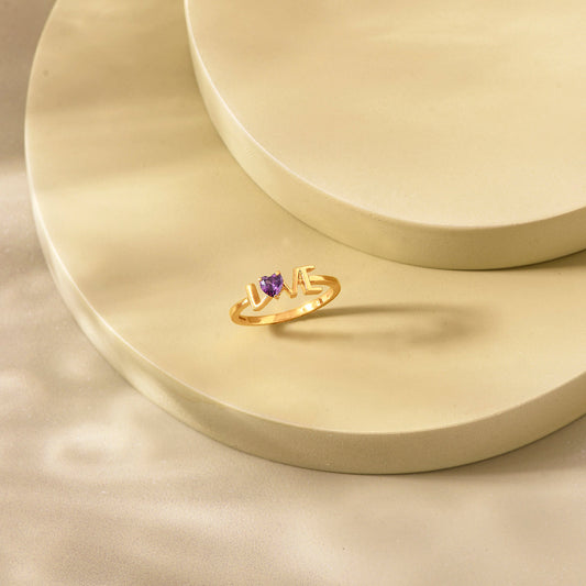 Berry Heart Gold Fashion Ring for Women